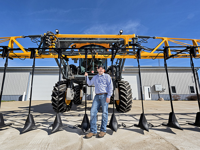 Greg Carson moved away from anhydrous to in-season N applications using a Hagie equipped with Y-Drops. (DTN/The Progressive Farmer photo by Mark Tade)